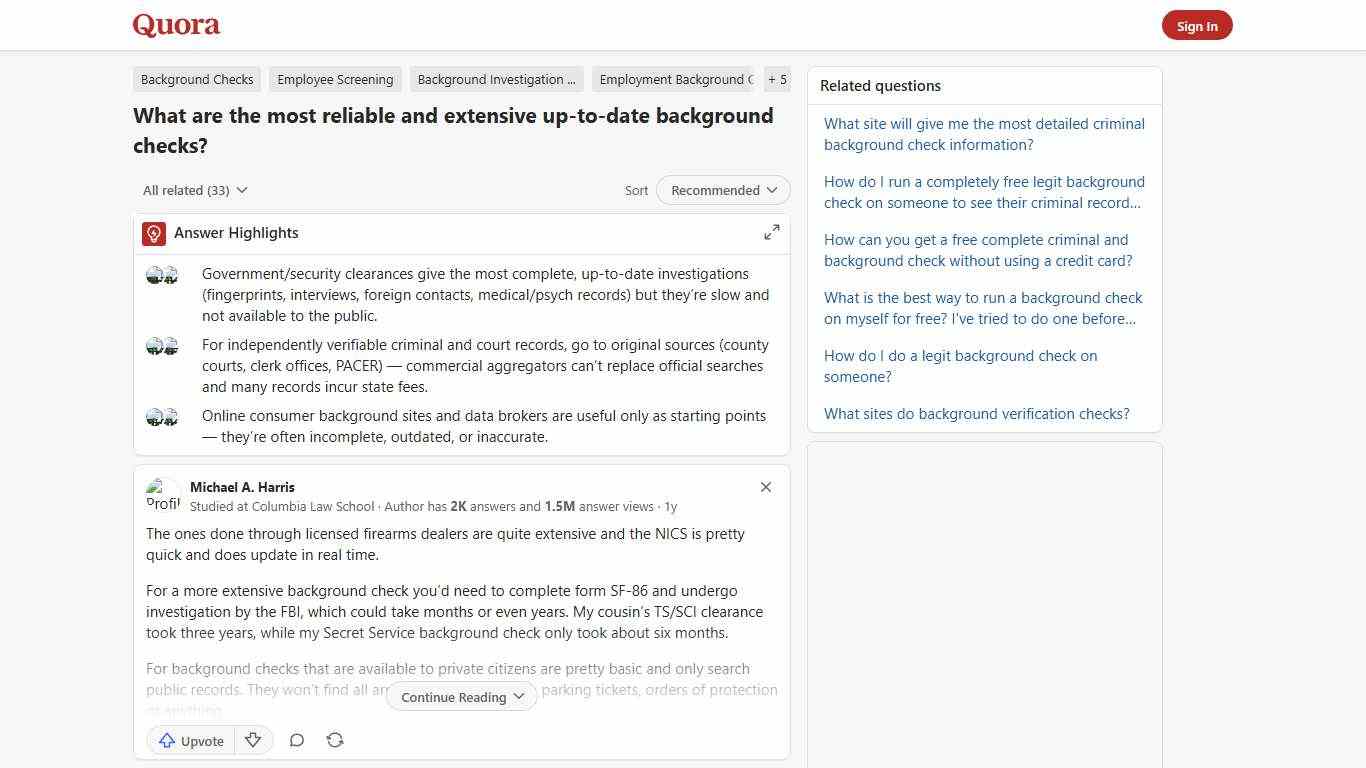 What are the most reliable and extensive up-to-date background checks? - Quora